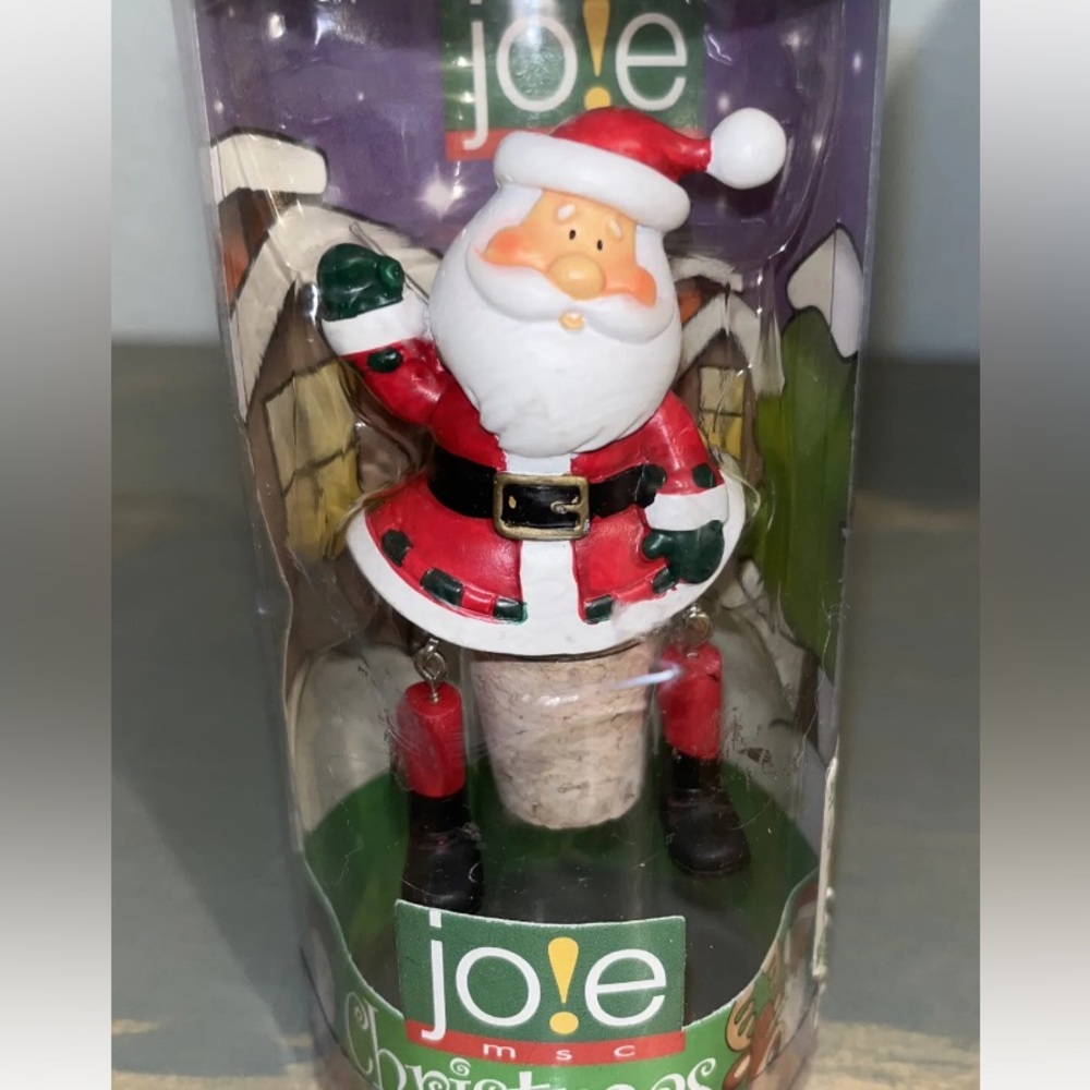 New and ADORABLE! CHRISTMAS SANTA SWING TIME WINE BOTTLE TOPPER/STOPPER